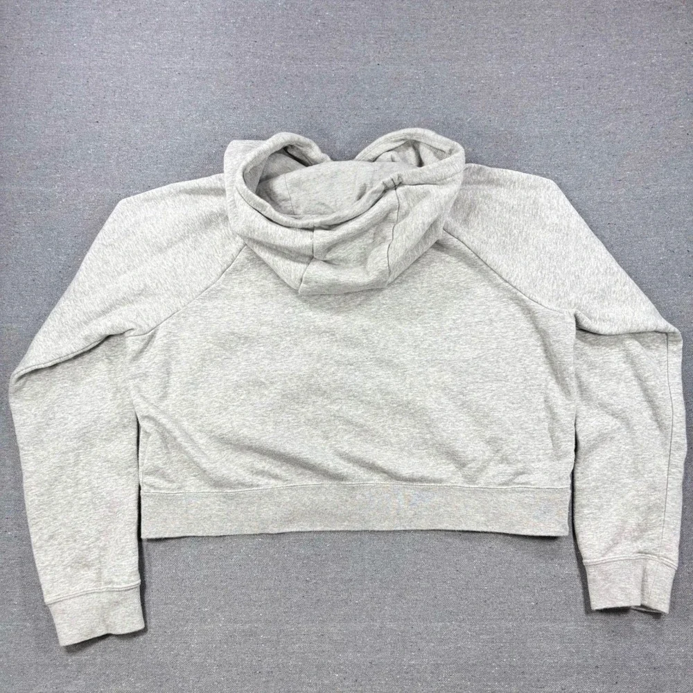 Nike Hoodie Women Large Gray Cropped Fleece Pullover Logo Raglan Sportswear